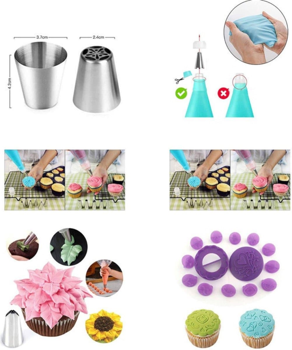 Bolture Draaiplateau Taart - Draaitafel - Taartplateau Draaibaar - Draaischijf - Cake Turntable - Inclusief Decoratie Set - 219 Stuks