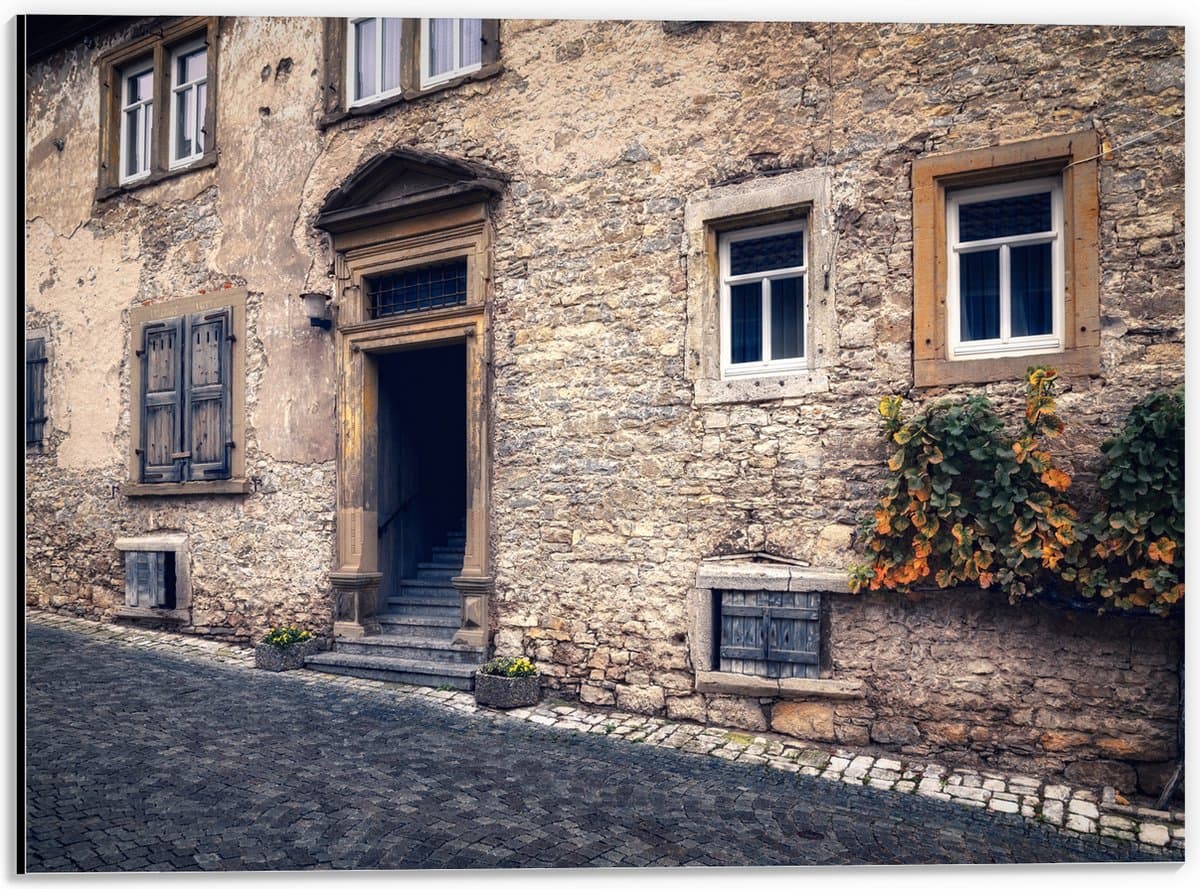 Dibond - Oud Gebouw - 40x30 cm Foto op Aluminium (Met Ophangsysteem)
