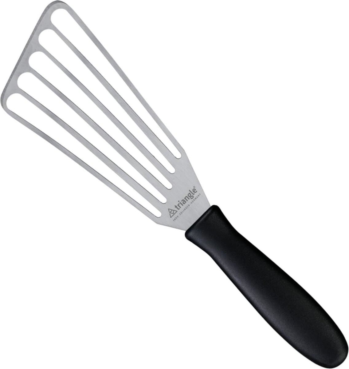Triangle RVS Spatel met Sleuven – 16 cm – Vaatwasserbestendig – Zwart