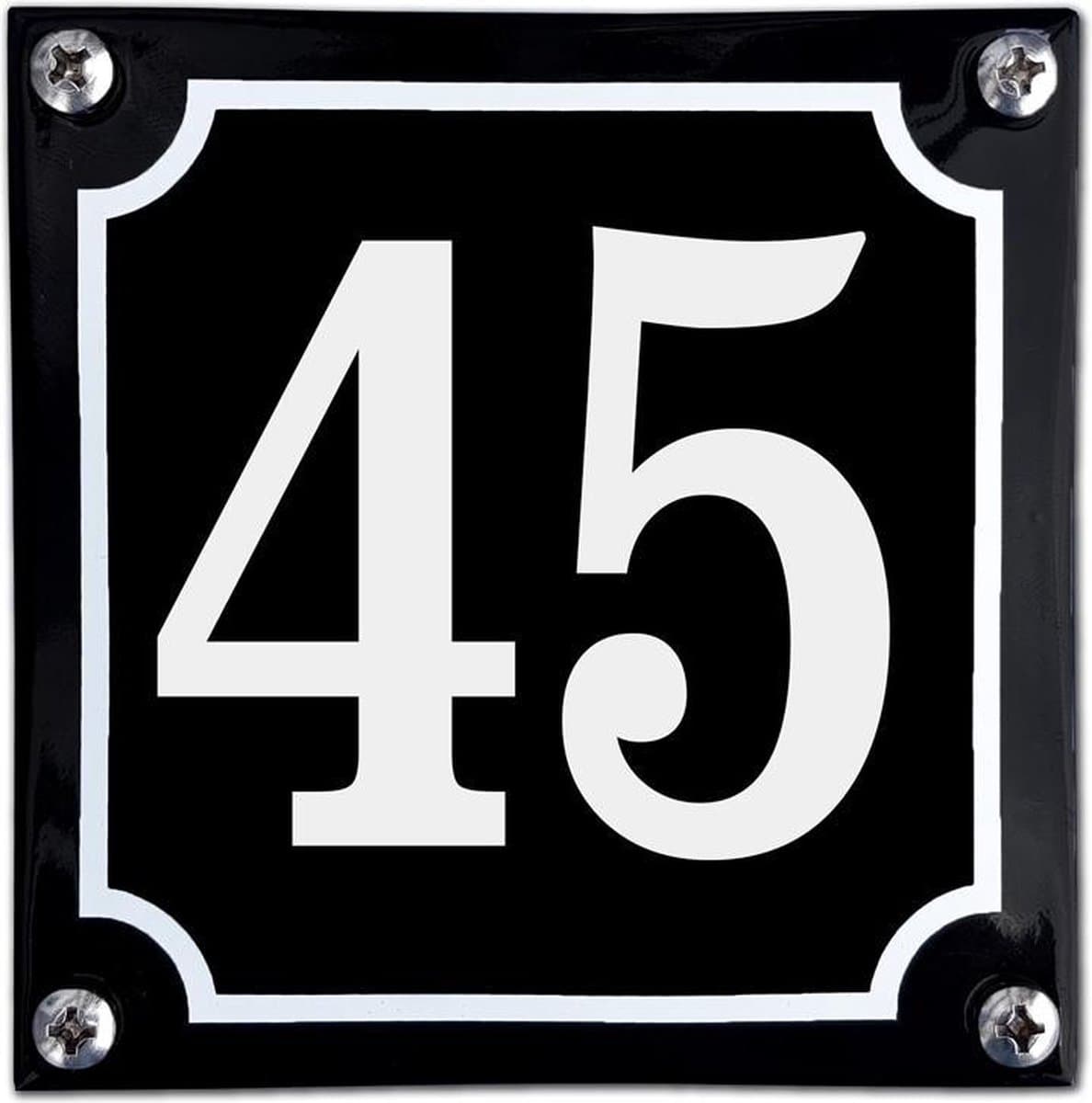 Zwart emaille huisnummer  - 45
