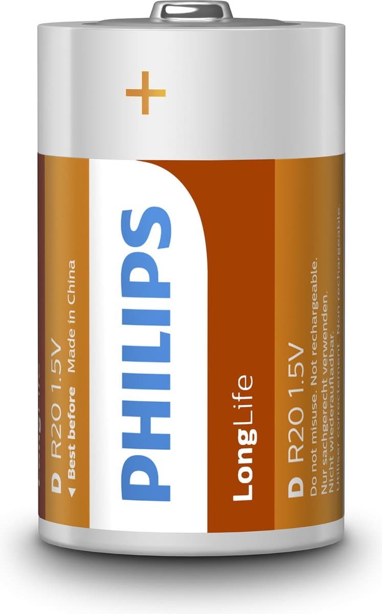Philips R20L2B - D-batterij - 2 stuks