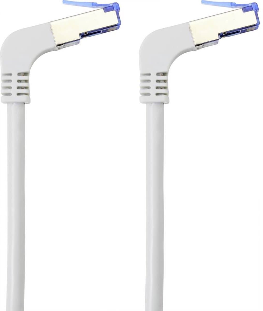 Renkforce RF-4892474 RJ45 Netwerkkabel, patchkabel CAT 6A S/FTP 1.00 m Grijs (RAL 7035) 90° haaks naar onder 1 stuk(s)