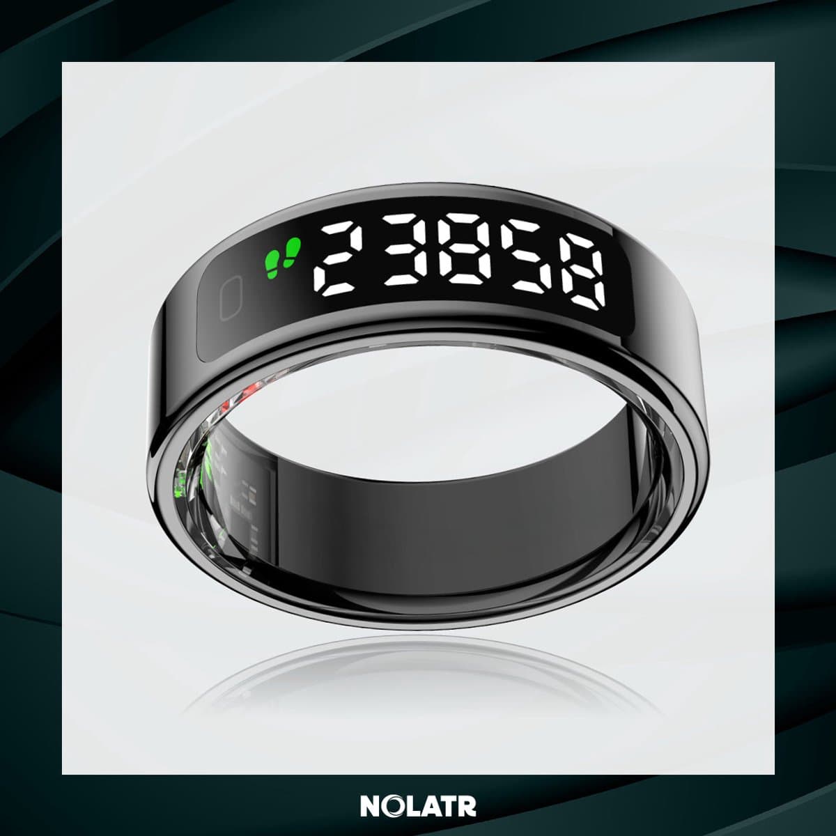 NOLATR Vue, Slimme Ring met Stappenteller, Activiteitstracker & Hartslagmeter – met Touch functie - Zonder Abonnement & Nederlandse App – Zwart – Maat 7