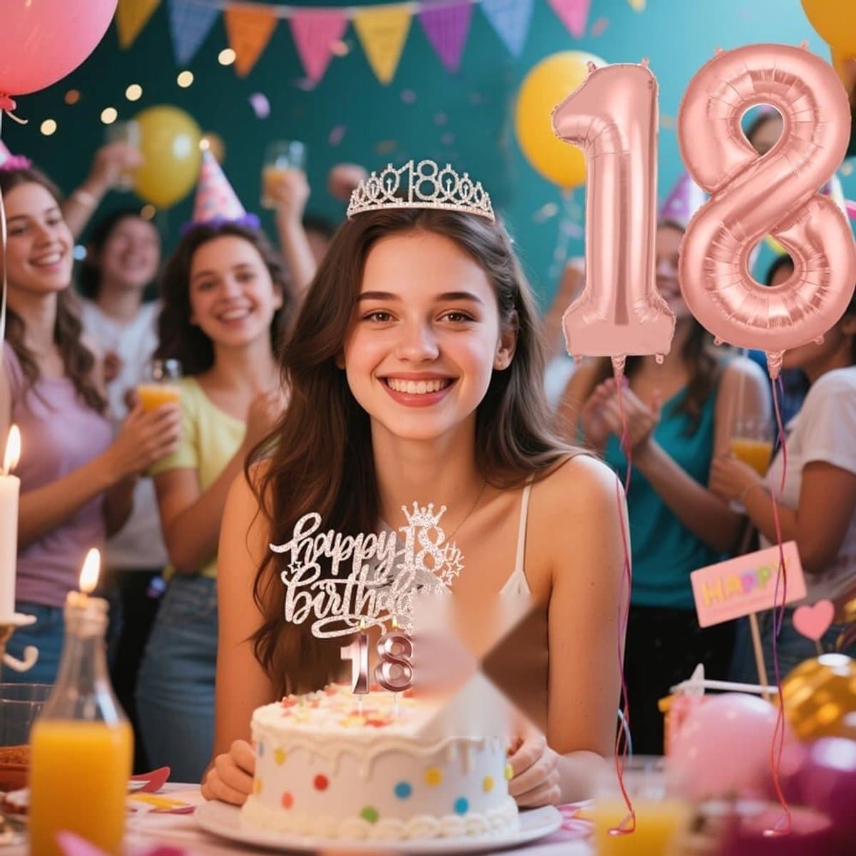 18e Verjaardag Sjerp & Kroon Set - Rosé Goud Feestdecoratie