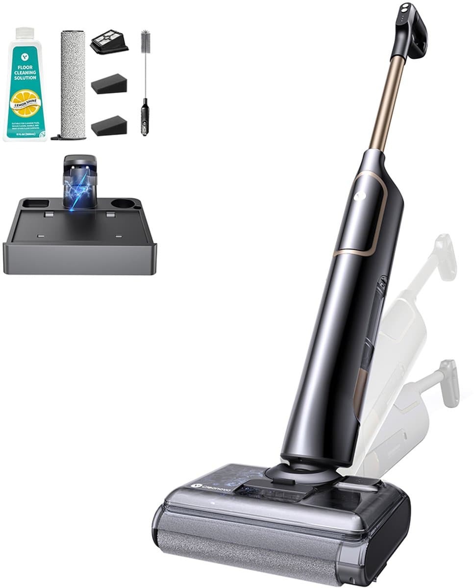 Vactidy X7S nat- en droogstofzuiger, 150W motor, 20kPa zuigkracht, 2600mAh batterij, 40 minuten looptijd, 800ml watertank, 3 reinigingsmodi, zelfreinigend systeem, 180° plat bereik, zero-edge reiniging