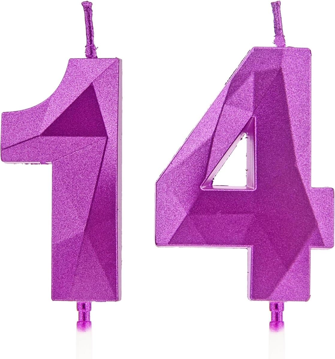 14 Paarse Verjaardagskaarsen Taarttopper