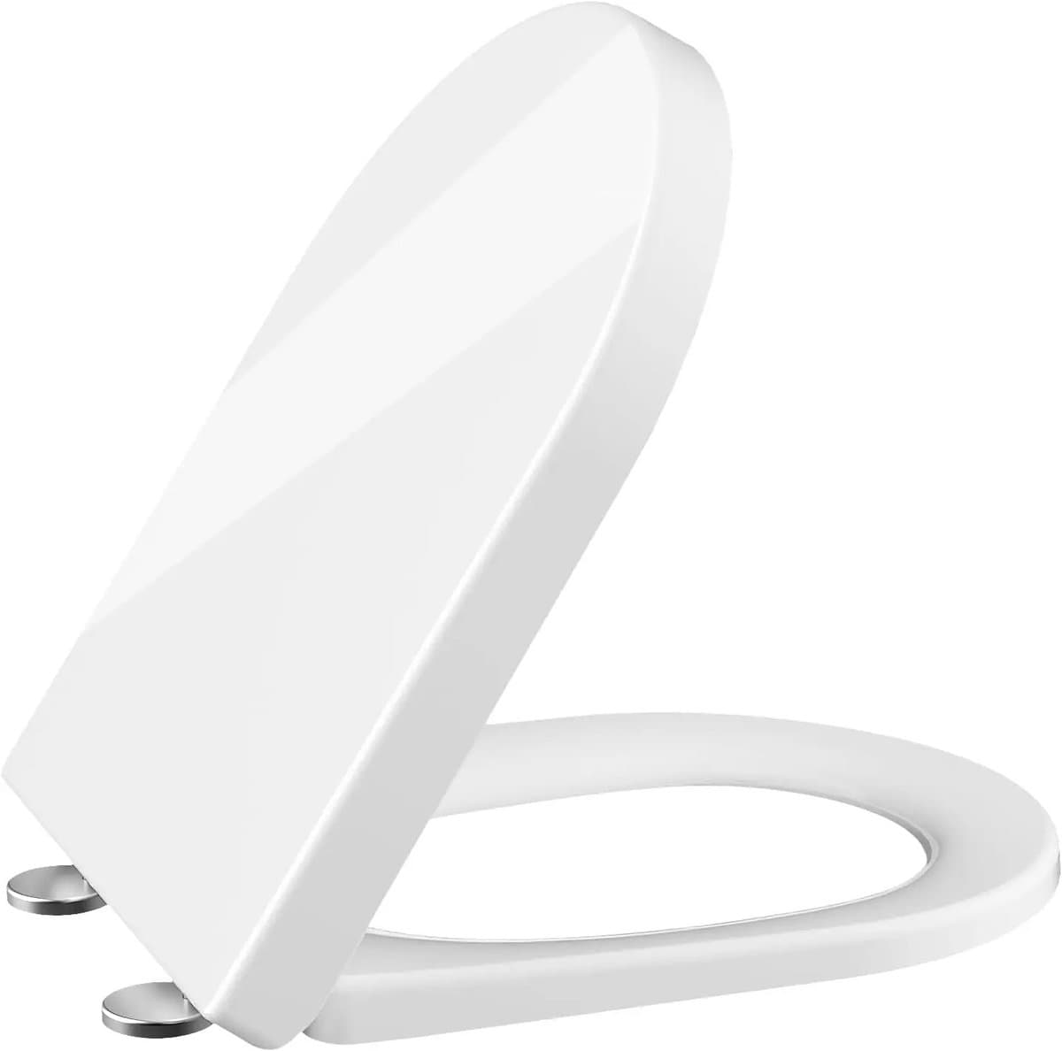 Nutrella - Toiletbril - WC-bril - Duurzaam - D-vormig - Antibacterieel - Soft Close - Afklikbare zitting - 35,9 cm x 46,4 cm - Wit