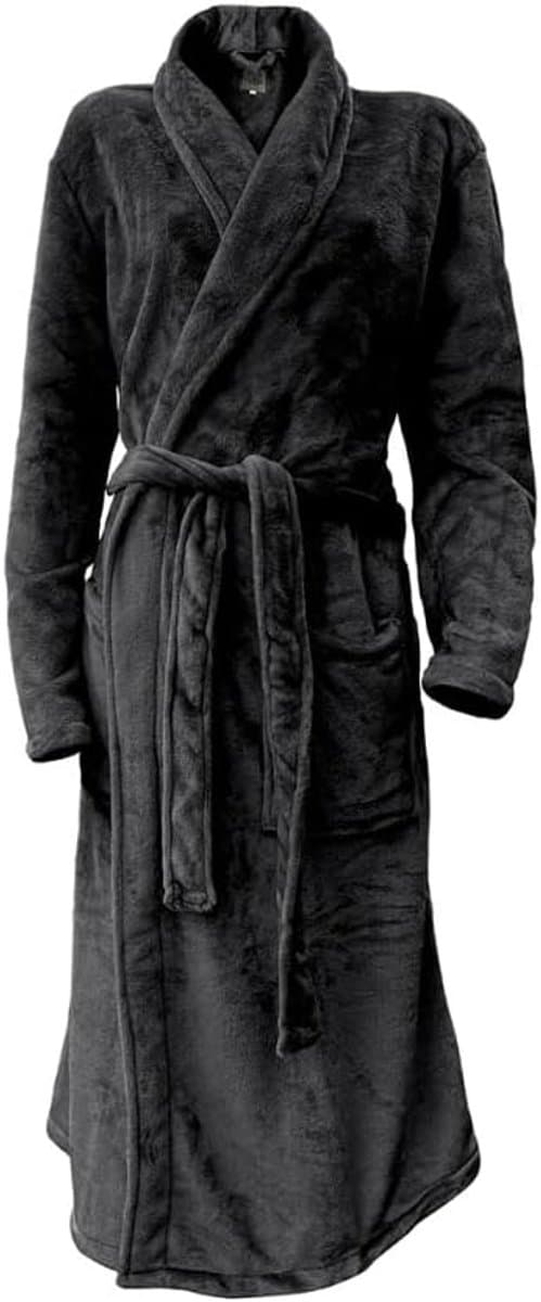 Fleece Badjas Uni - black - S
