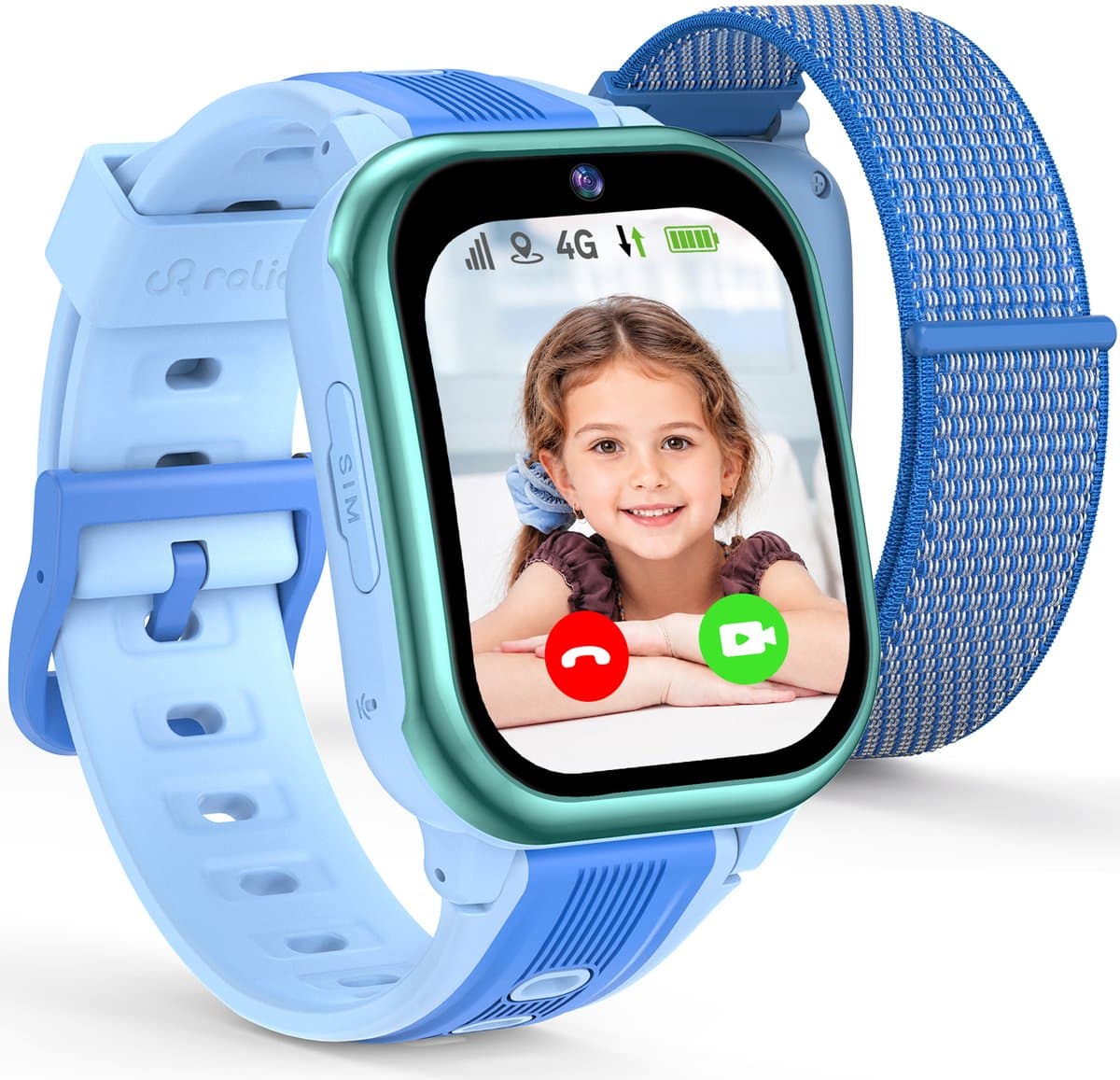 Ralio R5 Plus Smartwatch kinderen 4G met HD Camera - gps horloge kind met simkaart - 1.83 Inch HD Curved Display - GPS Tracker - Videobellen - SOS Noodoproep - Voor Jongens en Meisjes - Roze/Zwart/Blauw