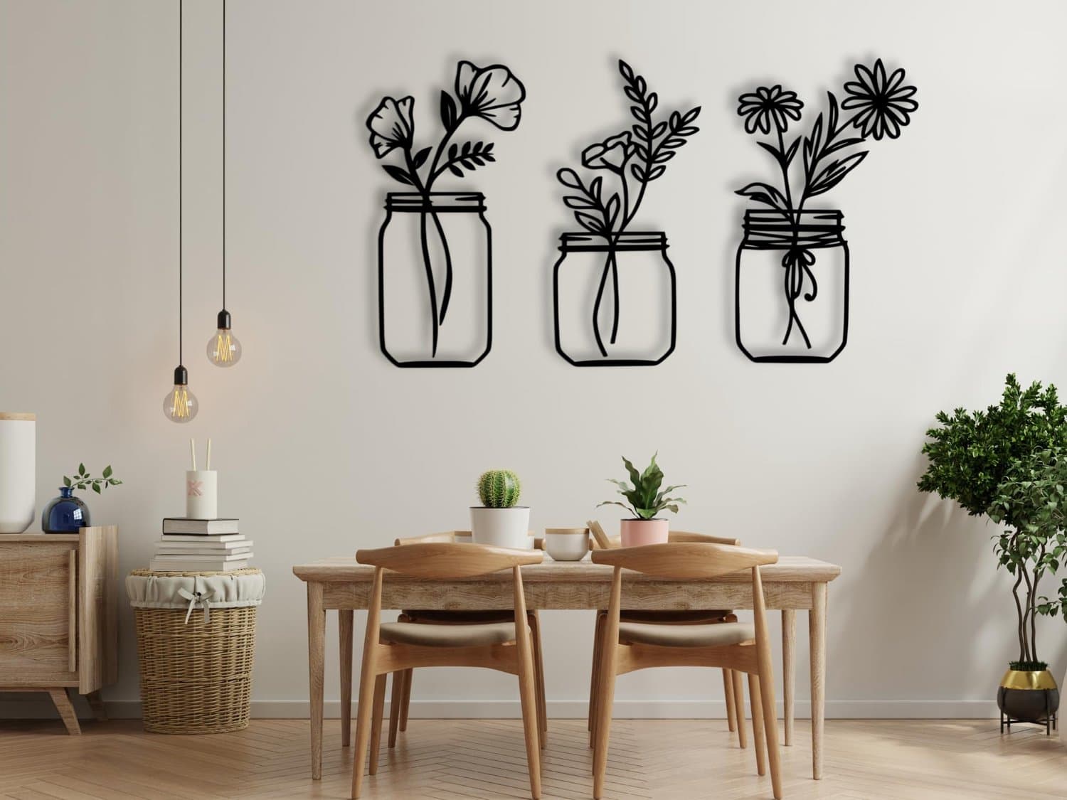 VAILLA Bloemen Wanddecoratie Hout 3D – Schilderij Woonkamer Slaapkamer Hal – 105 x 70 cm