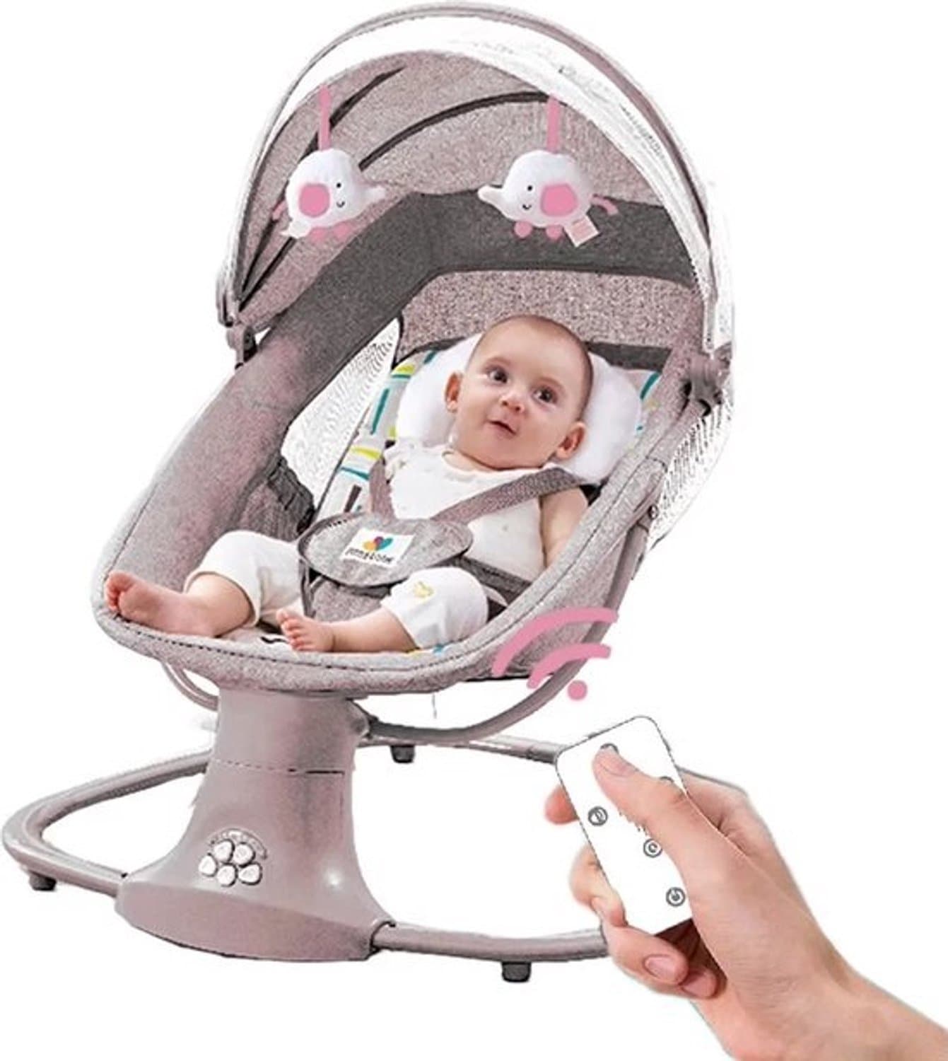 Elektrische babyschommelstoel - Babybedje - Elektrische wipstoel - Babyartikelen - Schommel voor pasgeborenen - Koffieroze