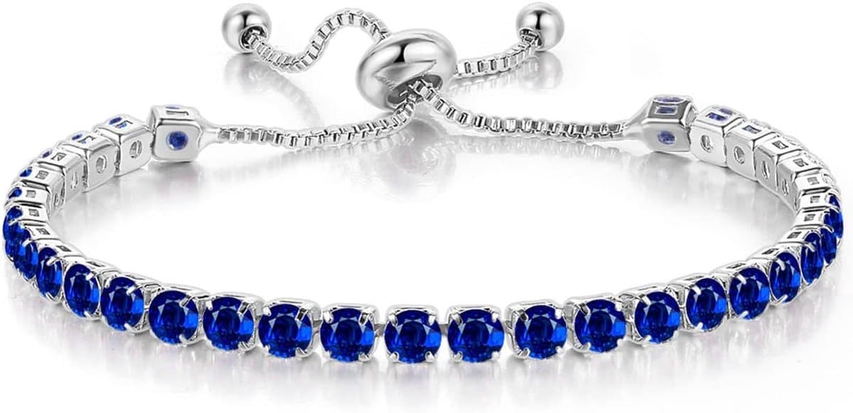 Armband met mousseux tennis, kristal, pols, ketting, verstelbaar, handsieraad, sieraden voor vrouwen en meisjes (koningsblauw)