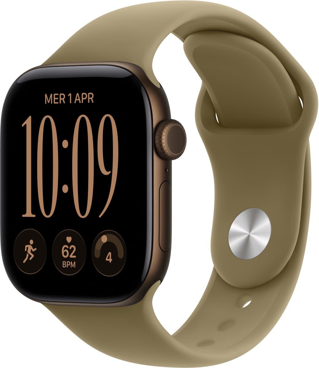 Apple Watch Series 12 Cellular 42mm Donkerbrons Sportband S/M