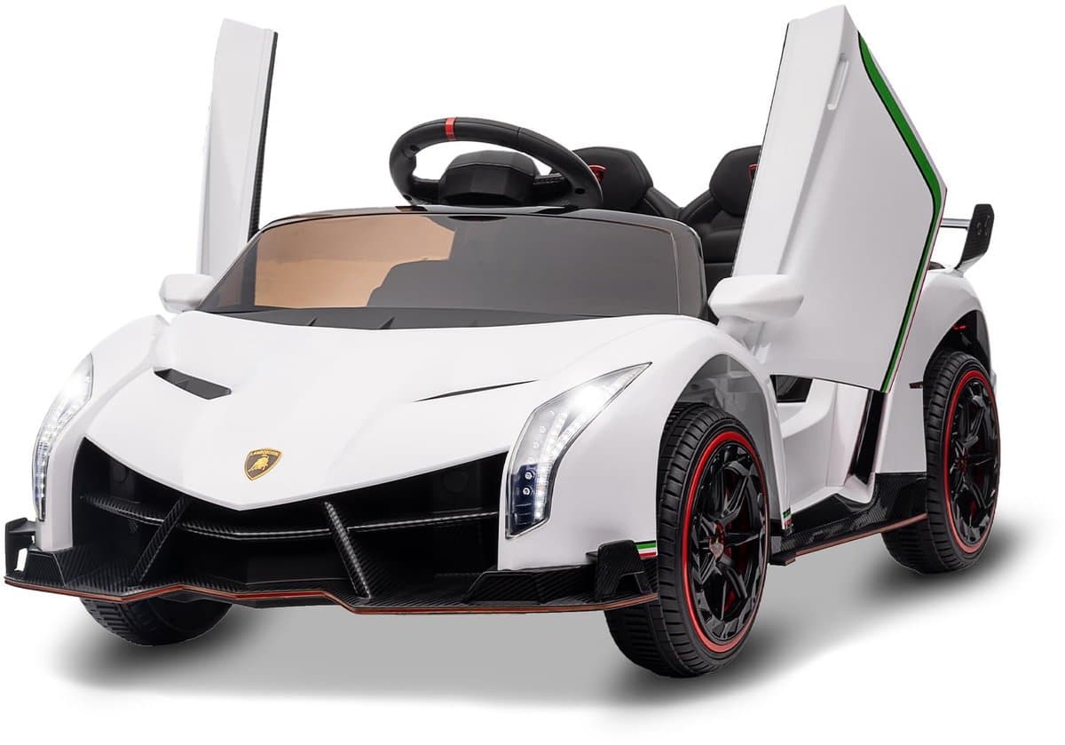 Kinder Elektrische Auto 12V - 2x35W Motor - Afstandsbediening - 3 Snelheden & LED (Wit)
