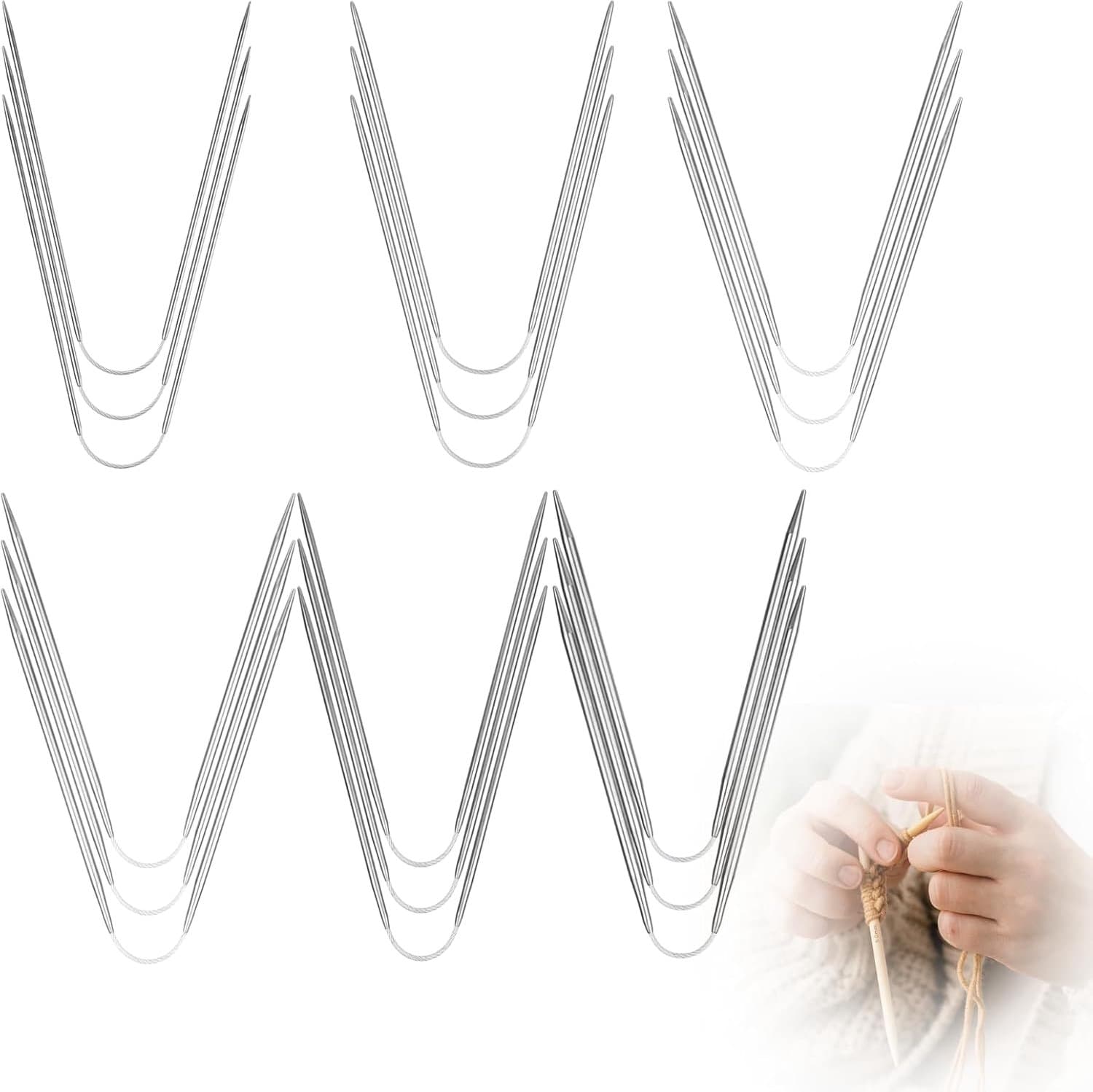 18pcs Knitting Needles for Socks Knitting Needles Set 1.6mm-4mm Needle Game Set 21cm Length Sock Knitting Needles - ShopVlot