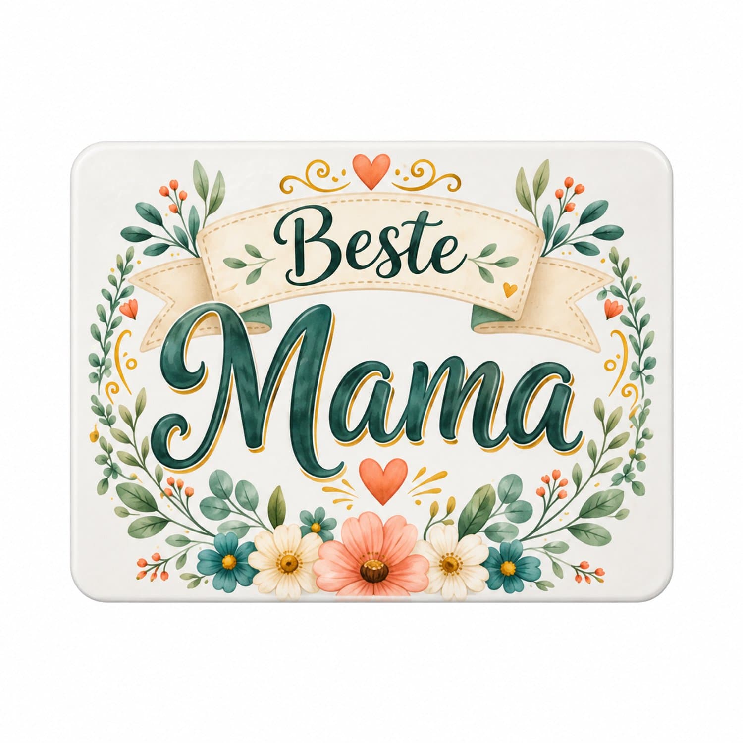 Koelkastmagneet Beste Mama – Moederdag Cadeau – Magneet met Bloemen Design – 9 x 7 cm