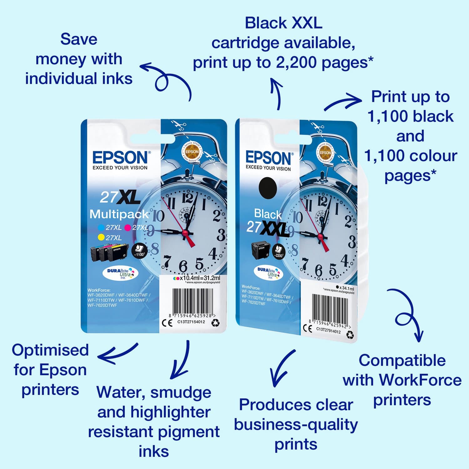 Epson enkelverpakking zwart 27XXL DURABrite Ultra inkt