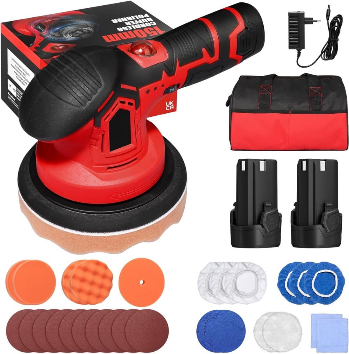AMA® Polijstmachine Auto - Excentrische Polijstmachine - Polijstmachine - Inclusief Accessoires - Draadloos
