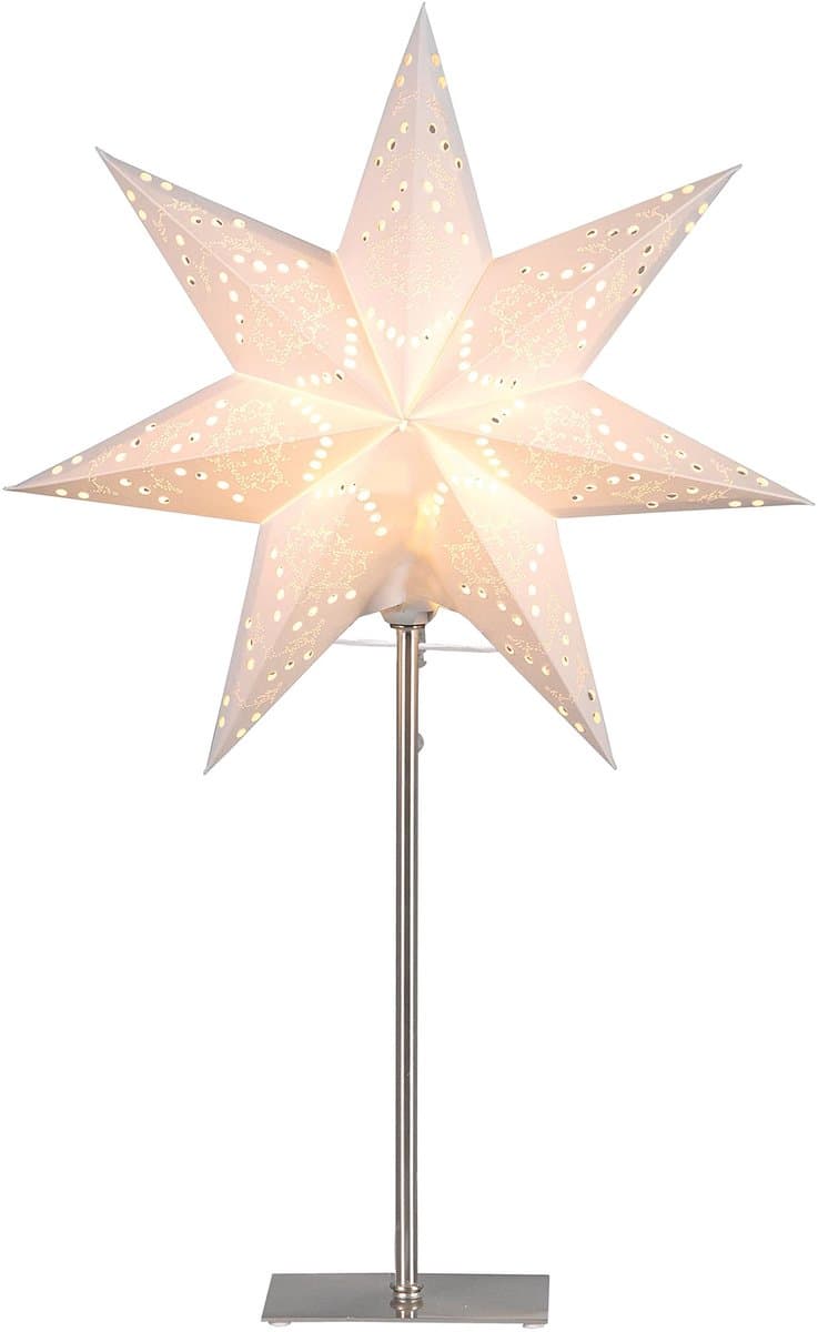 Gigicial Stervormige bedlamp - metaalmateriaal, stervormige lampenkap - opengewerkt decoratief licht, E14-lampvoet - 1 stuk - geschikt voor woonkamer of etalage, wit