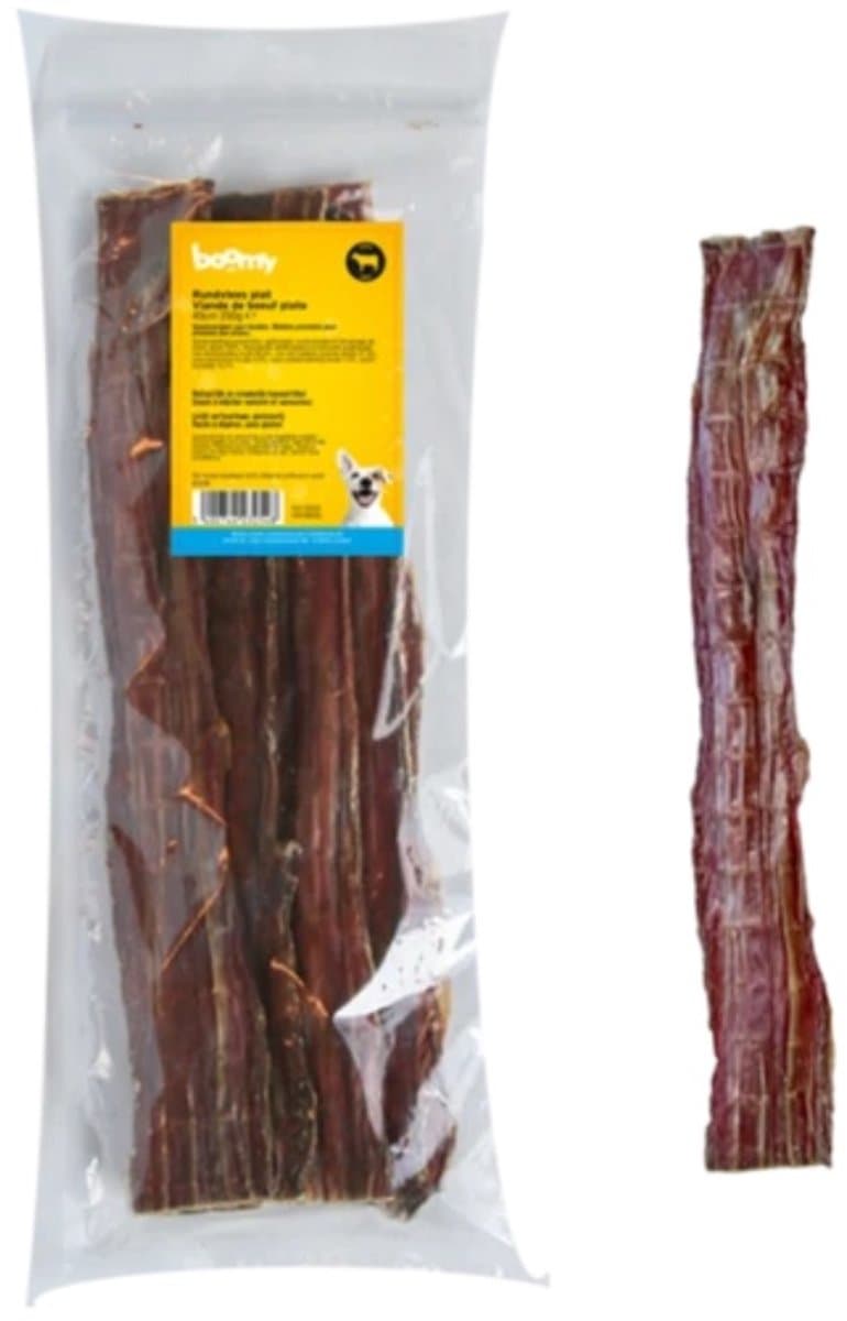 Boomy - Rundvlees Plat - 100% gedroogde runderslokdarm van 40cm - Natuurlijke hondensnacks - Gezonde hondensnoepjes - 500g