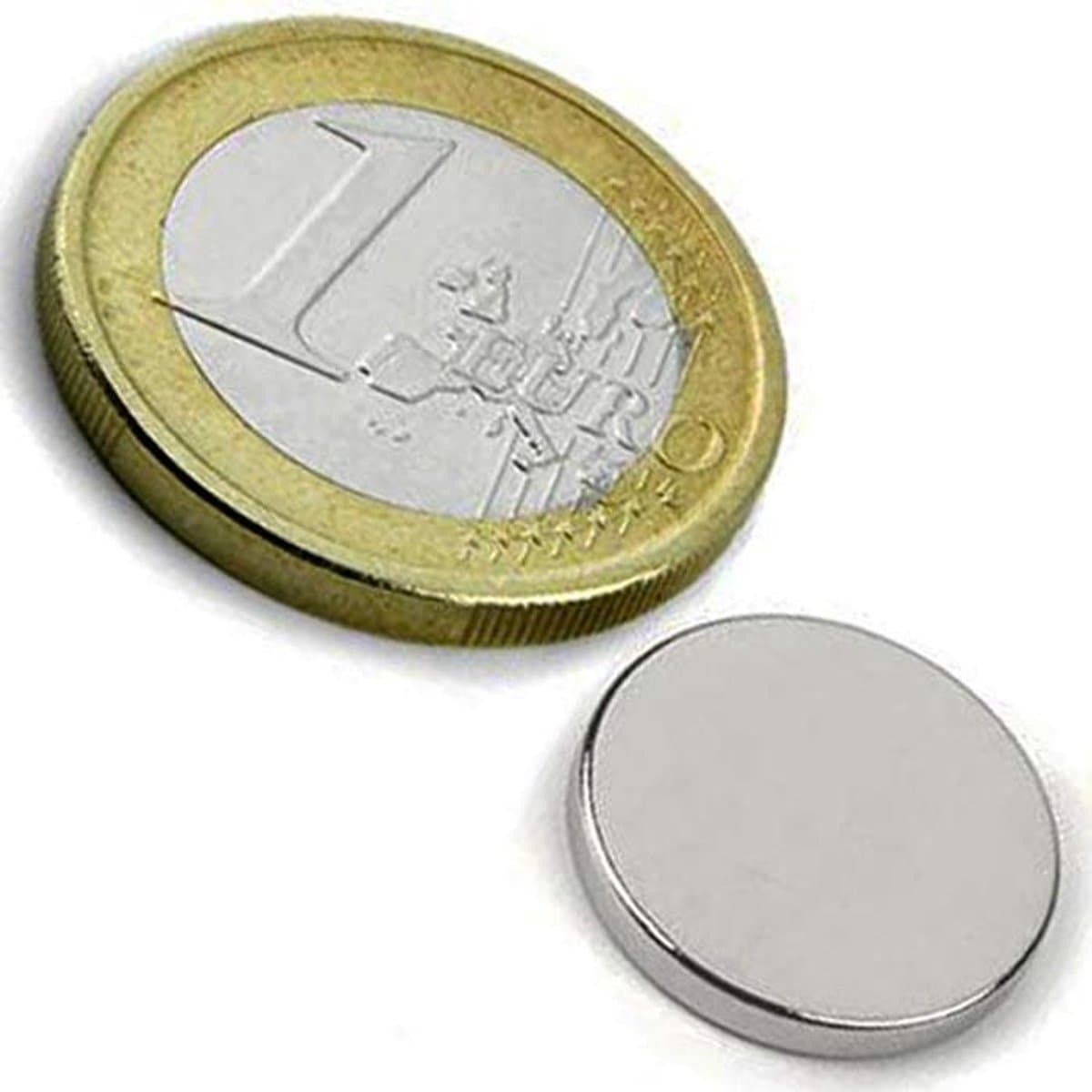 10x Sterke Neodymium Rond Magneet Ø15x2mm - Nikkel - Houdkracht 2,1 KG - Supermagneet voor Koelkast, Glasplaat en Prikbord