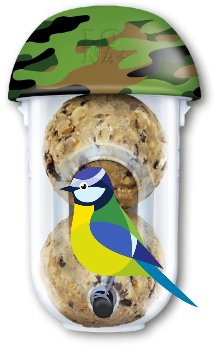 Luxe Camouflage Vetbollen Mezenbollen Voersilo M2 Camou Tuinvogel Vogelvoer Voerhouder Vogel Vetbol