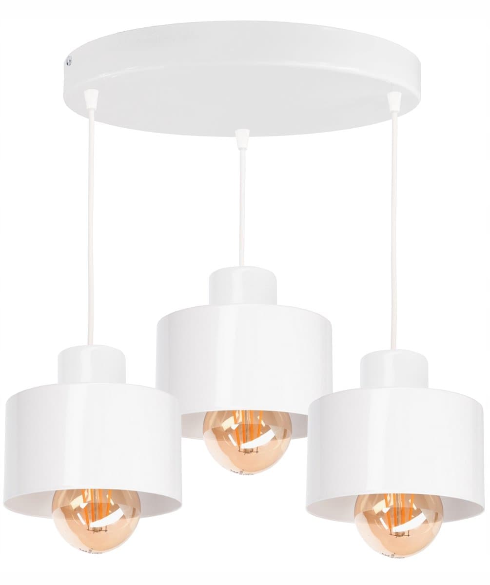 Hanglamp Loft 3xE27 Wit Metaal - Stijlvolle Verlichting voor Eettafel & Woonkamer