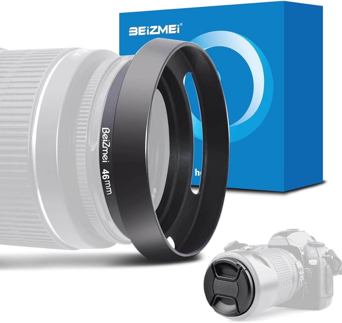 Universele 46 mm Zonnekap voor Camera en 46 mm Lensdop - Bescherming tegen Reflecties en Beschadigingen
