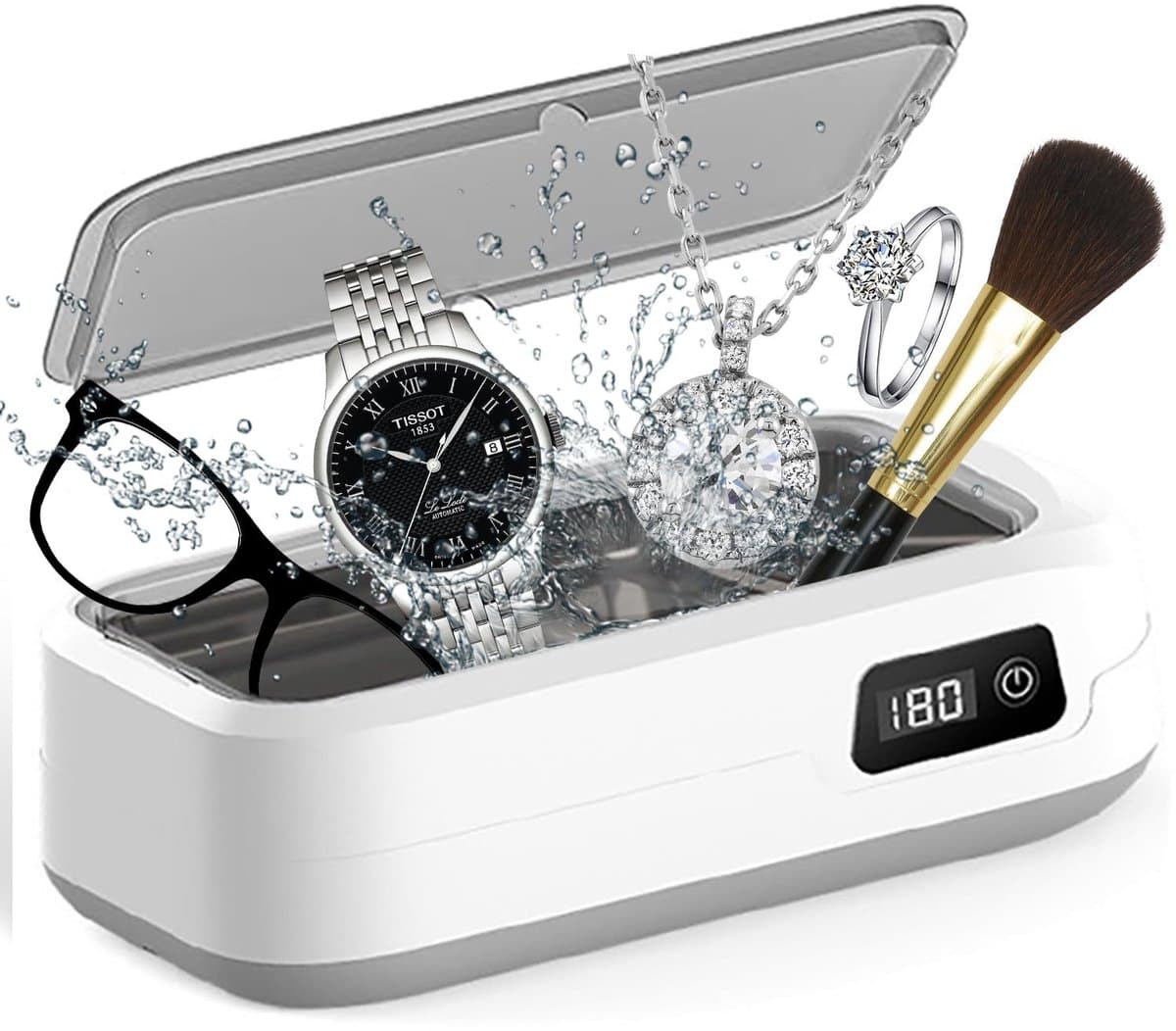 OUYLAF Ultrasoon Reiniger - 640ml - Brillenreiniger - brillenreiniger ultrasoon - Sieraden Reiniger - juwelenreiniger - Brillenbad - Reinigingsapparaat Voor Brillen / Sieraden / Horloge / Munten - Ultrasonic Cleaner