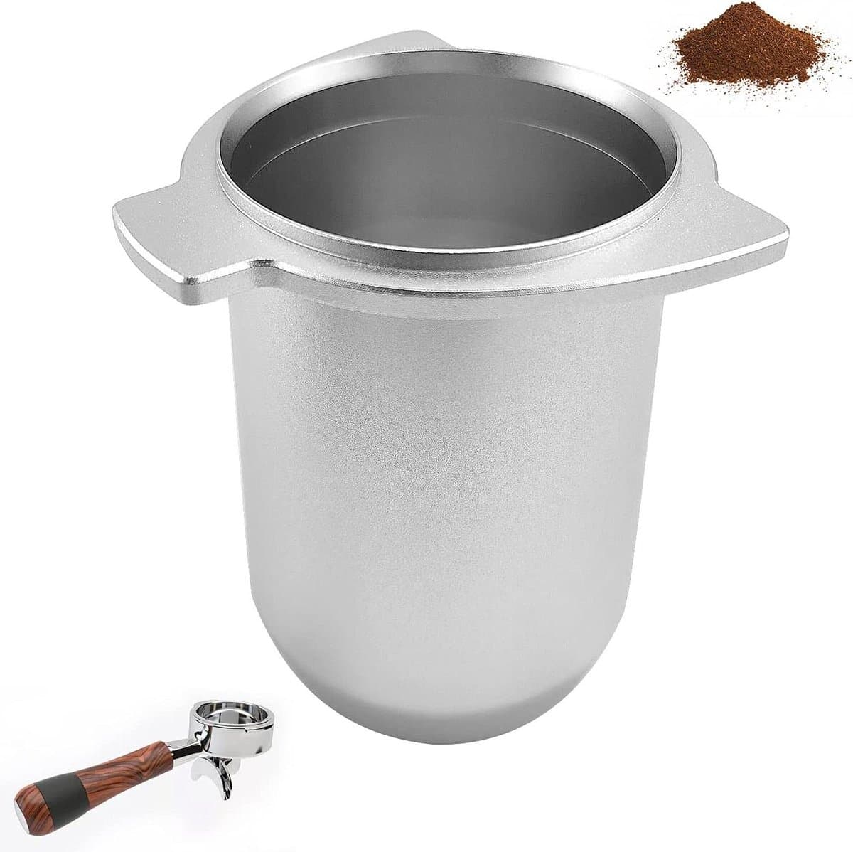 Allecta - Espresso doseerbeker koffie mok koffie gemalen wegen barista accessoires - zilverkleurig 54mm aluminum metaal voor portafilter met salie, delonghi, breville.