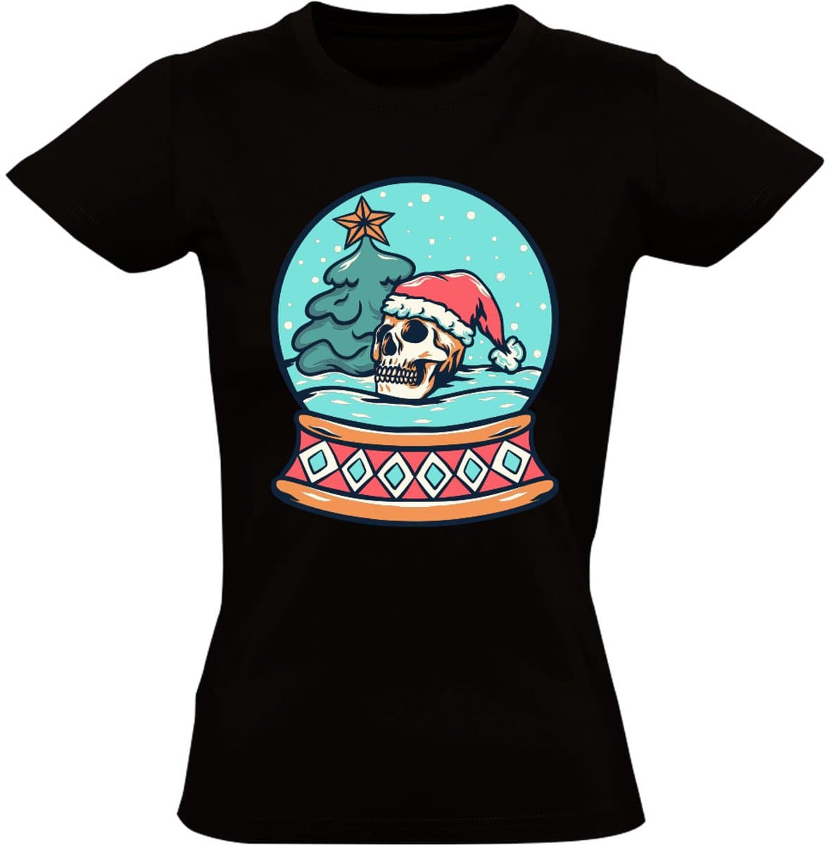 Sneeuwbol Kerst Dames T-shirt - sneeuw bol - kerstmuts - Kerstboom - Shirt