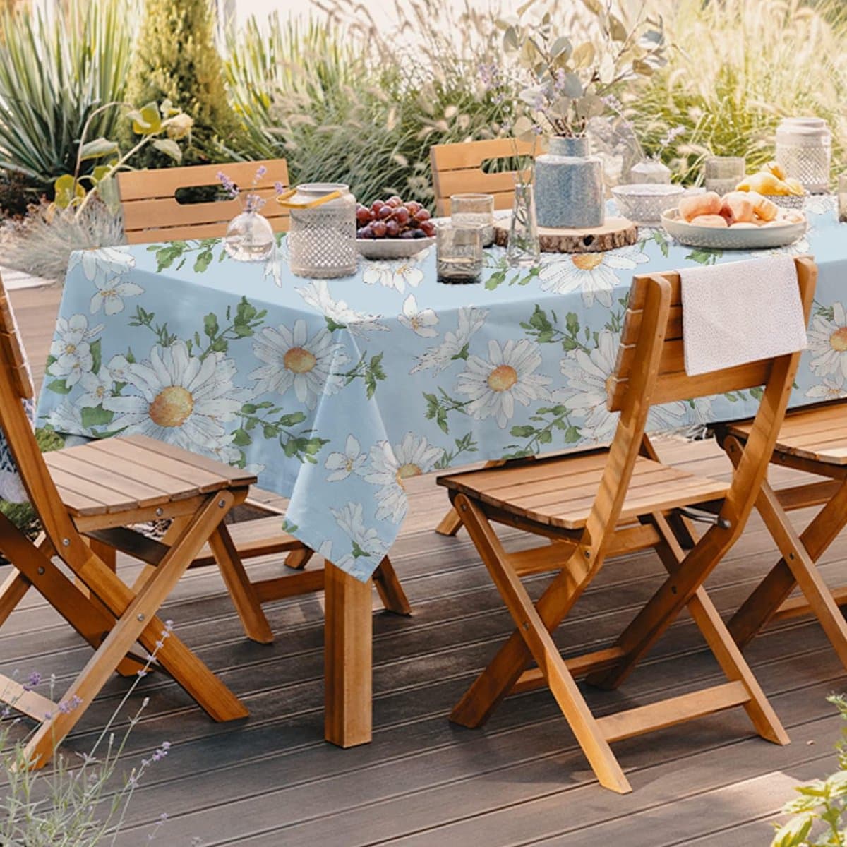 Rechthoekig Tafelkleed met Lente Bloemen - Waterdicht en Rimpelvrij voor Eetkamer Decoratie