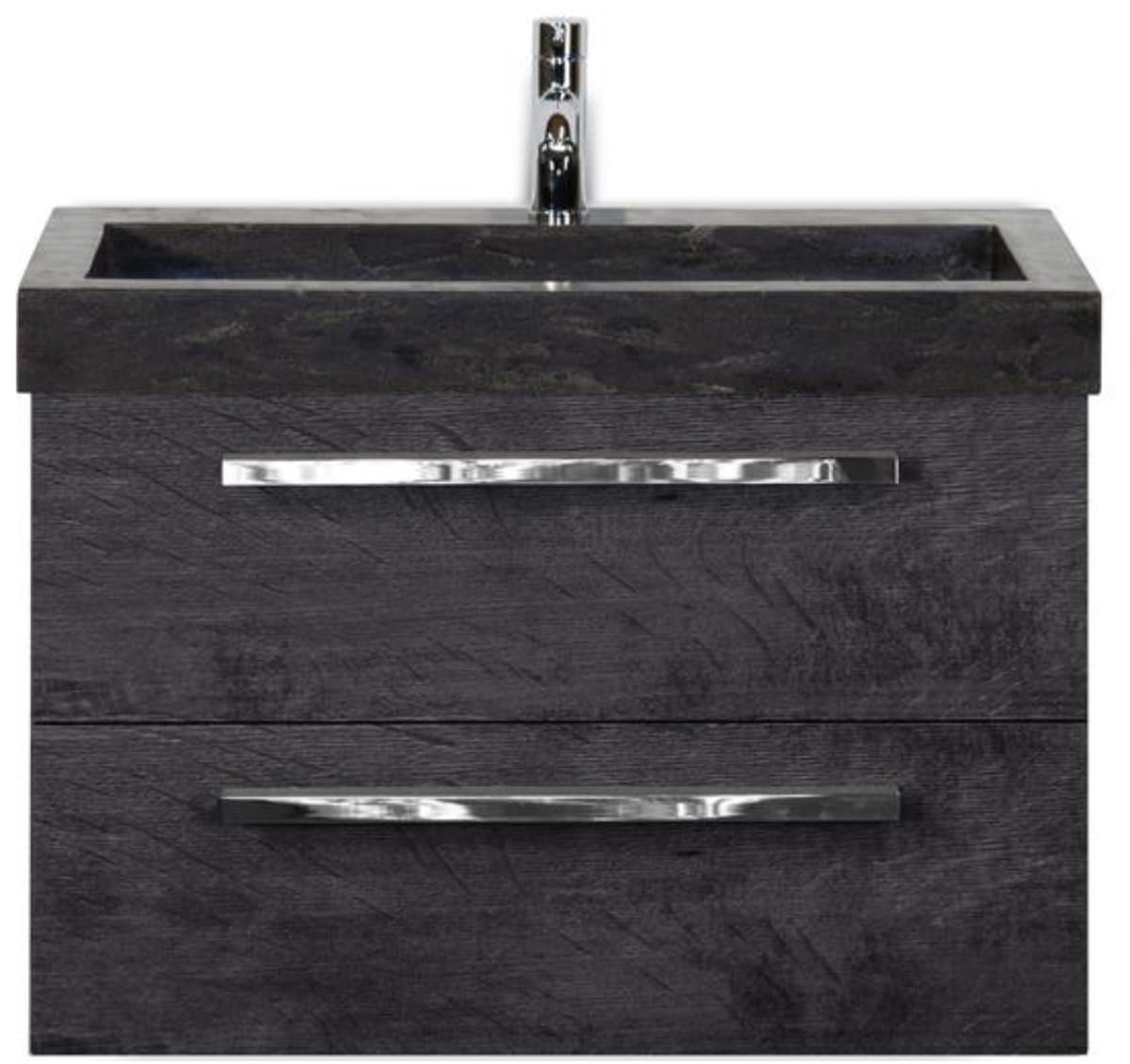 Seville Badmeubelset 80 cm - Black Oak - Wastafel Hardsteen Wit Lucca