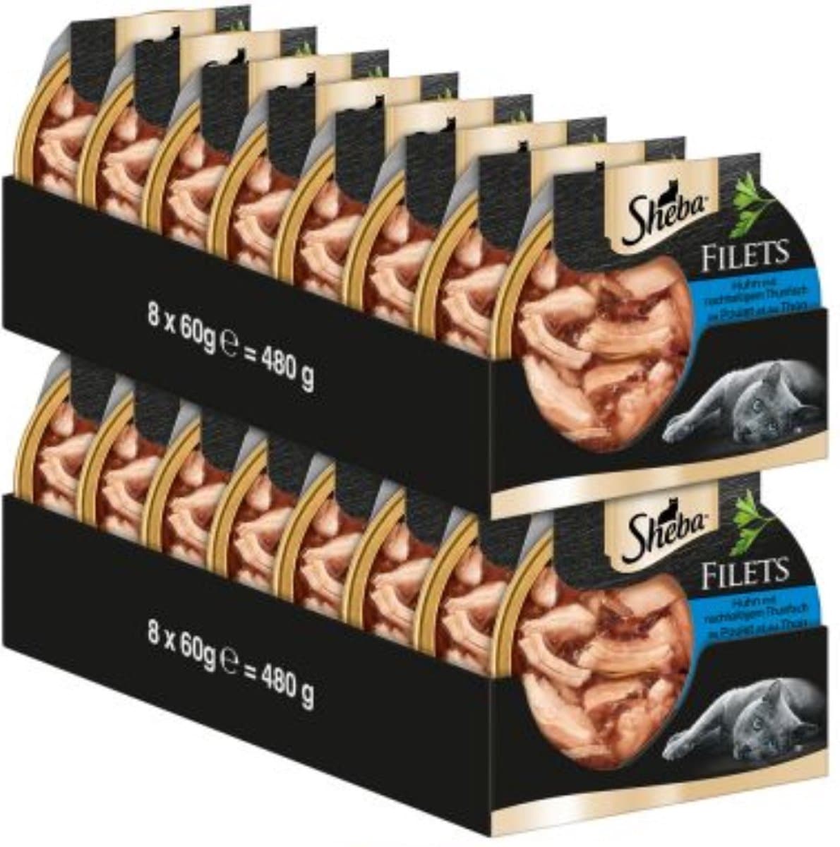 Sheba - Filets - Stukjes Kip & Tonijn in Saus - 16x60gr