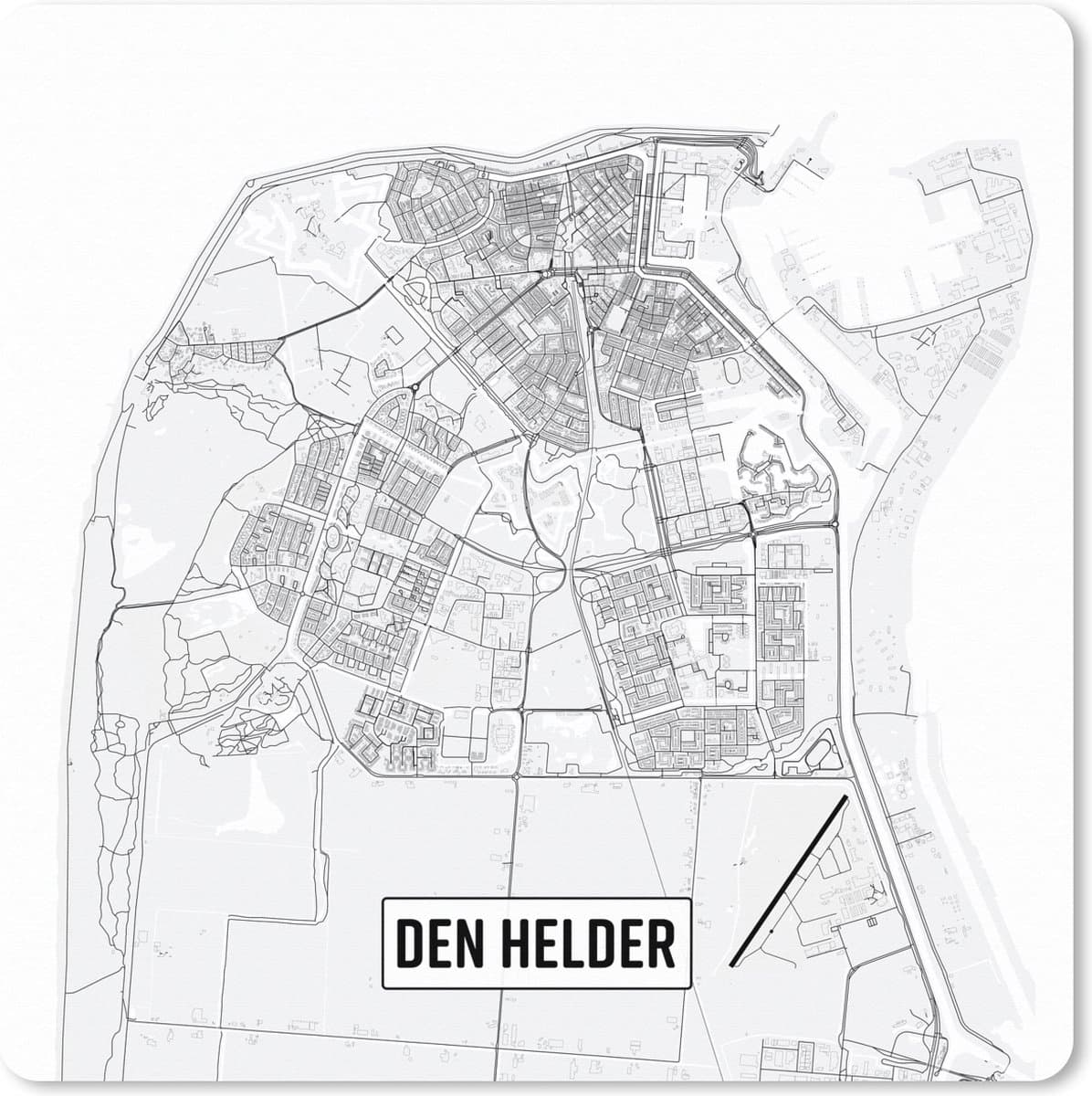 Muismat XXL 80x80 cm - Bureau onderlegger - Bureau mat Stadskaart Den Helder - Bureaumat - Gaming mousepad xl - Bureaulegger groot - Computer deskmat