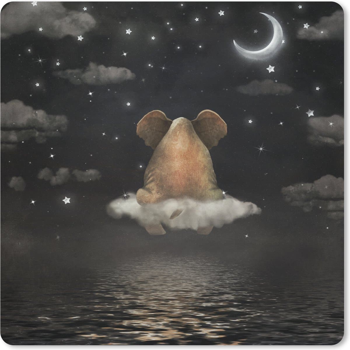 Muismat XXL 60x60 cm - Bureau onderlegger - Bureau mat Olifant - Maan - Sterrenhemel - Bureaumat - Gaming mousepad xl - Bureaulegger groot - Computer deskmat
