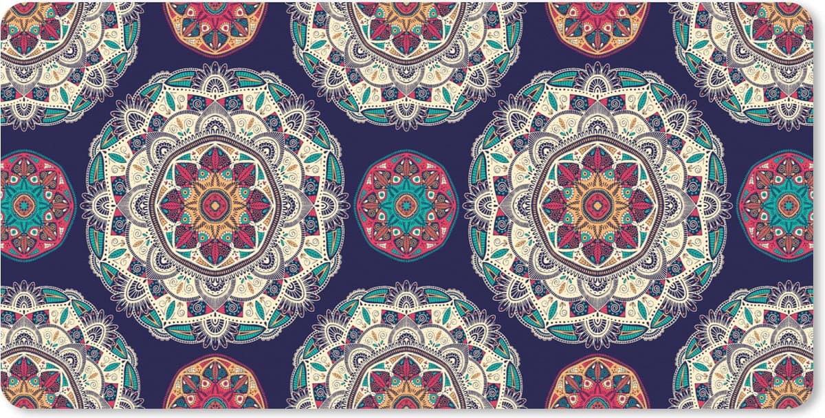 Muismat XXL 120x60 cm - Bureau onderlegger - Bureau mat Bohemian - Mandala - Patronen - Bureaumat - Gaming mousepad xl - Bureaulegger groot - Computer deskmat