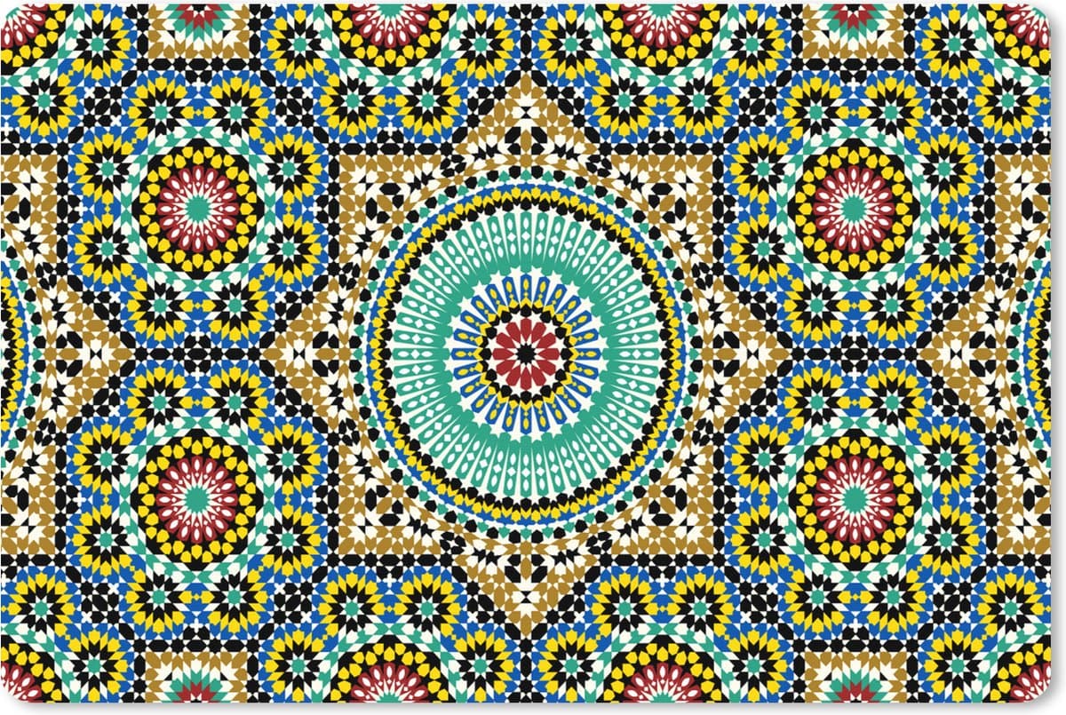 Muismat XXL 90x60 cm - Bureau onderlegger - Bureau mat Mozaïek - Patronen - Mandala - Bureaumat - Gaming mousepad xl - Bureaulegger groot - Computer deskmat