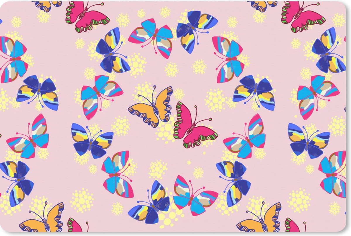 Muismat XXL 90x60 cm - Bureau onderlegger - Bureau mat Meisje - Vlinder - Insecten - Patronen - Girl - Kids - Kinderen - Bureaumat - Gaming mousepad xl - Bureaulegger groot - Computer deskmat