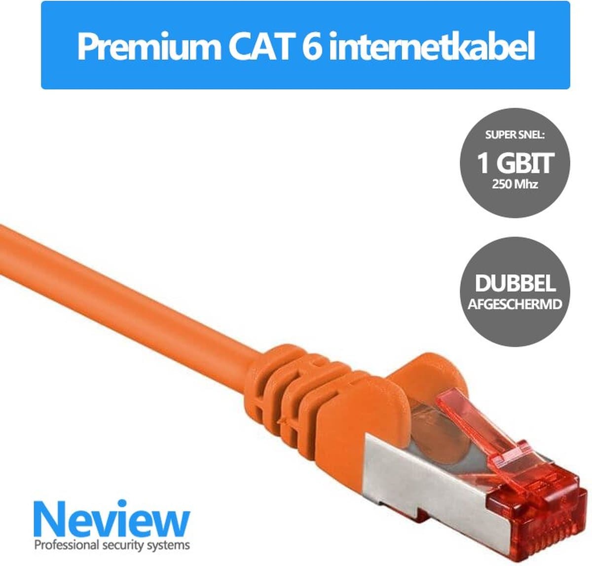 Neview - 50 cm premium S/FTP patchkabel - CAT 6 - Oranje - Dubbele afscherming - (netwerkkabel/internetkabel)