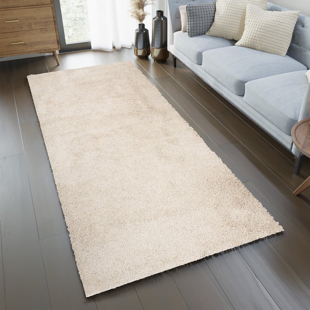 Tapiso Essence Tapijtloper Beige Licht Hoogpolig Woonkamer Hal Slaapkamer Maat- 120x250