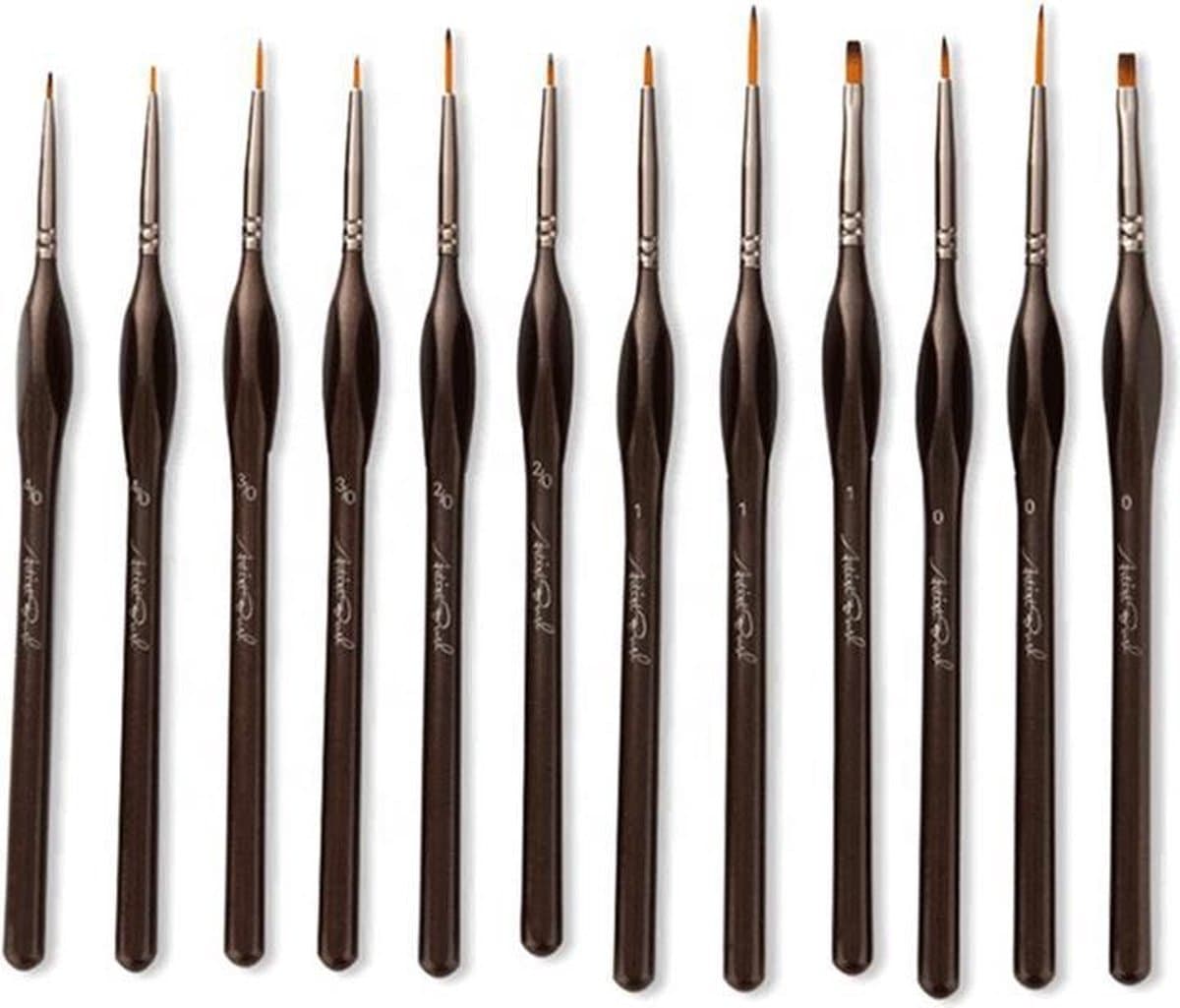 Professionele Penselenset Aquarel & Acryl – 10 Fijne Penselen (Rond) – Voor Detail & Modelbouw