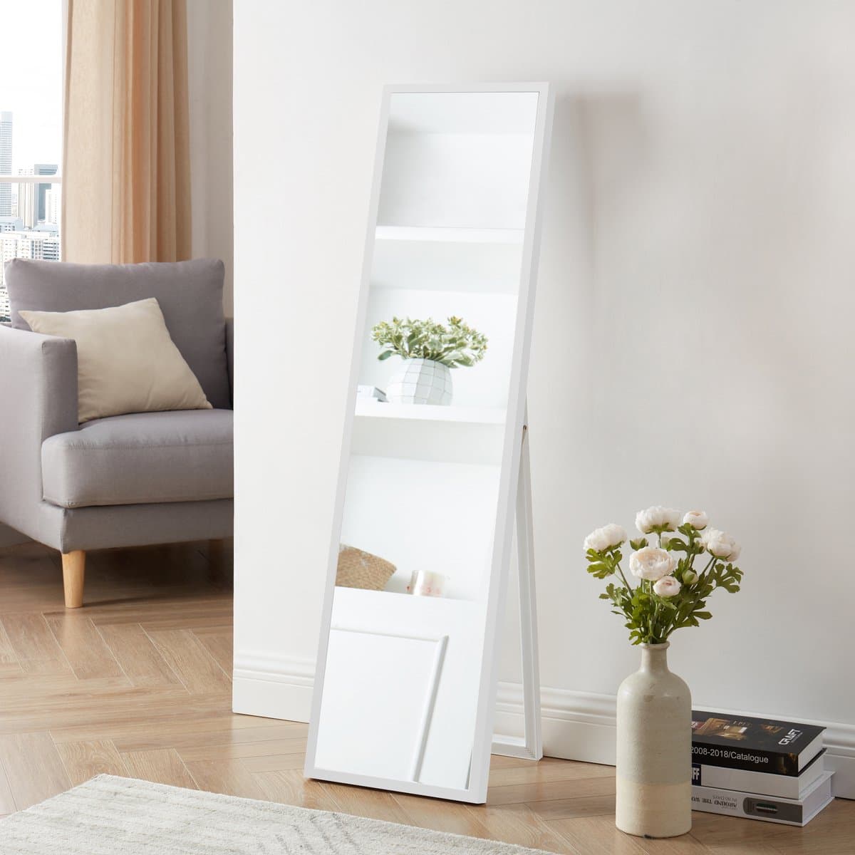 [en.casa] Spiegel vrijstaand Giovinazzo verstelbaar 152,8x37,8 cm wit