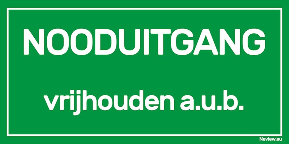 Bord "Nooduitgang vrijhouden" - 20 x 10 cm - Voor binnen & buiten - Nooduitgang bord