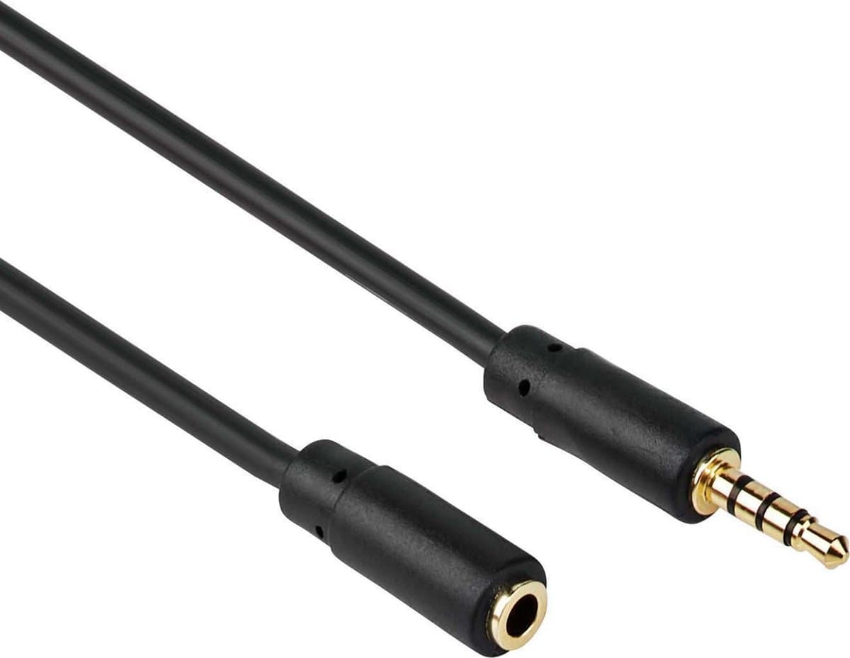 Jack verlengkabel 3.5 mm - Male To Female - Universeel - Zwart - 1.5 meter - Allteq