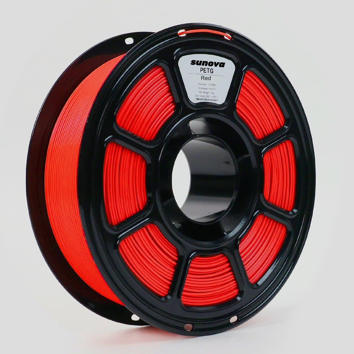 Sunova PETG 3D Printer Filament – 1KG PETG Spool – 1.75 mm – ±0.02mm Precisie – Sterke Laaghechting – Milieuvriendelijke – Rood