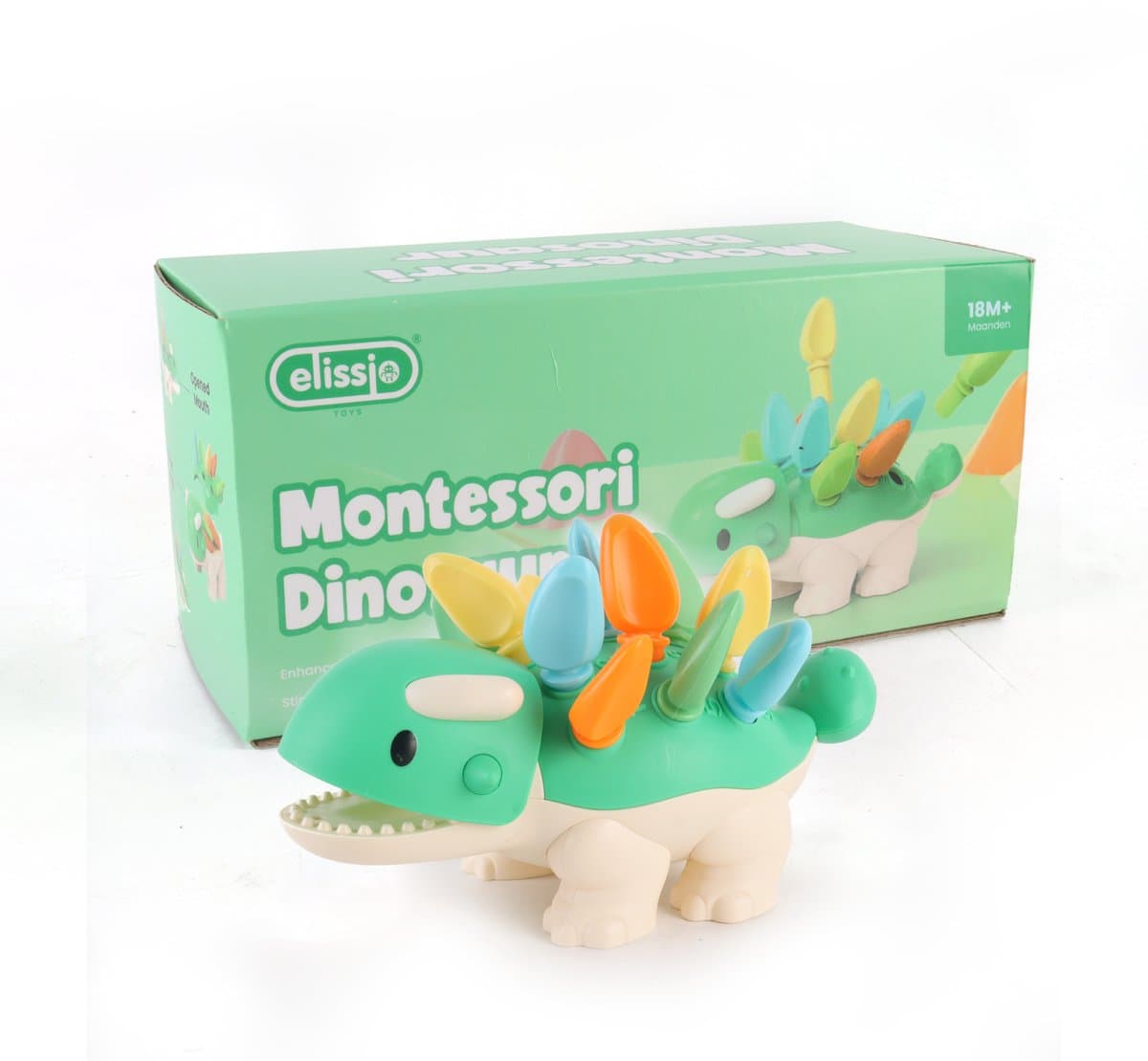 Elissio® - Montessori speelgoed Fijne Motorieke Dinosaurus - Sensorisch Speelgoed – Montessori Fijne Motoriek Kinderspeelgoed – Educatief Baby Speelgoed 1 Jaar – Peuter Speelgoed – Kleuter speelgoed 6mnd +