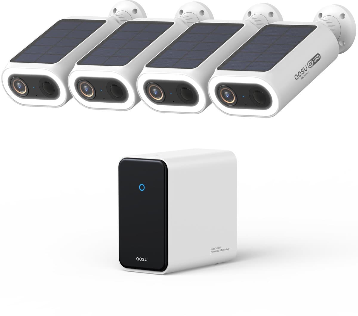 AOSU 4K SolarCam P1 Max - 4 Beveiligingscamera's - Gezichtsherkenning - Zonne-energie - 2-Weg Audio