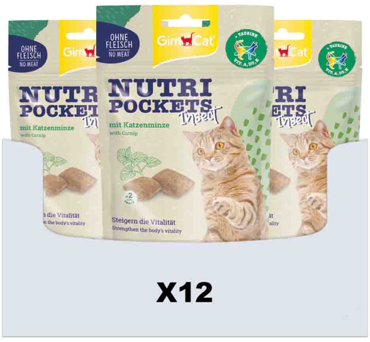 GimCat Nutri Pockets Insect & Catnip - 12 x 60 gr - Voordeelverpakking