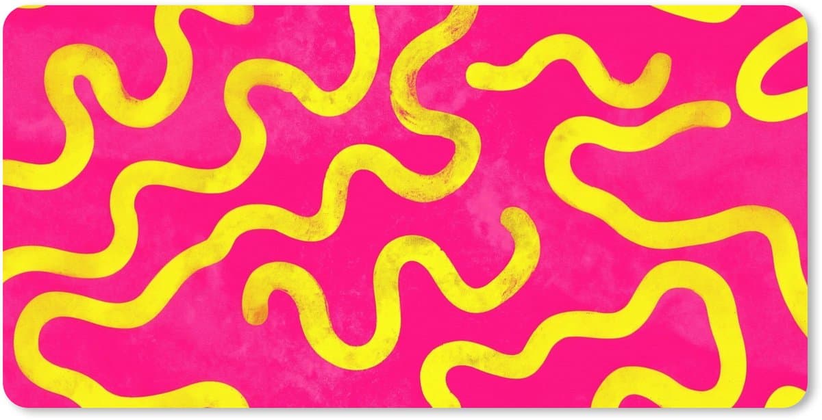 Muismat XXL 80x40 cm - Bureau onderlegger - Bureau mat Lijn - Geel - Abstract - Bureaumat - Gaming mousepad xl - Bureaulegger groot - Computer deskmat